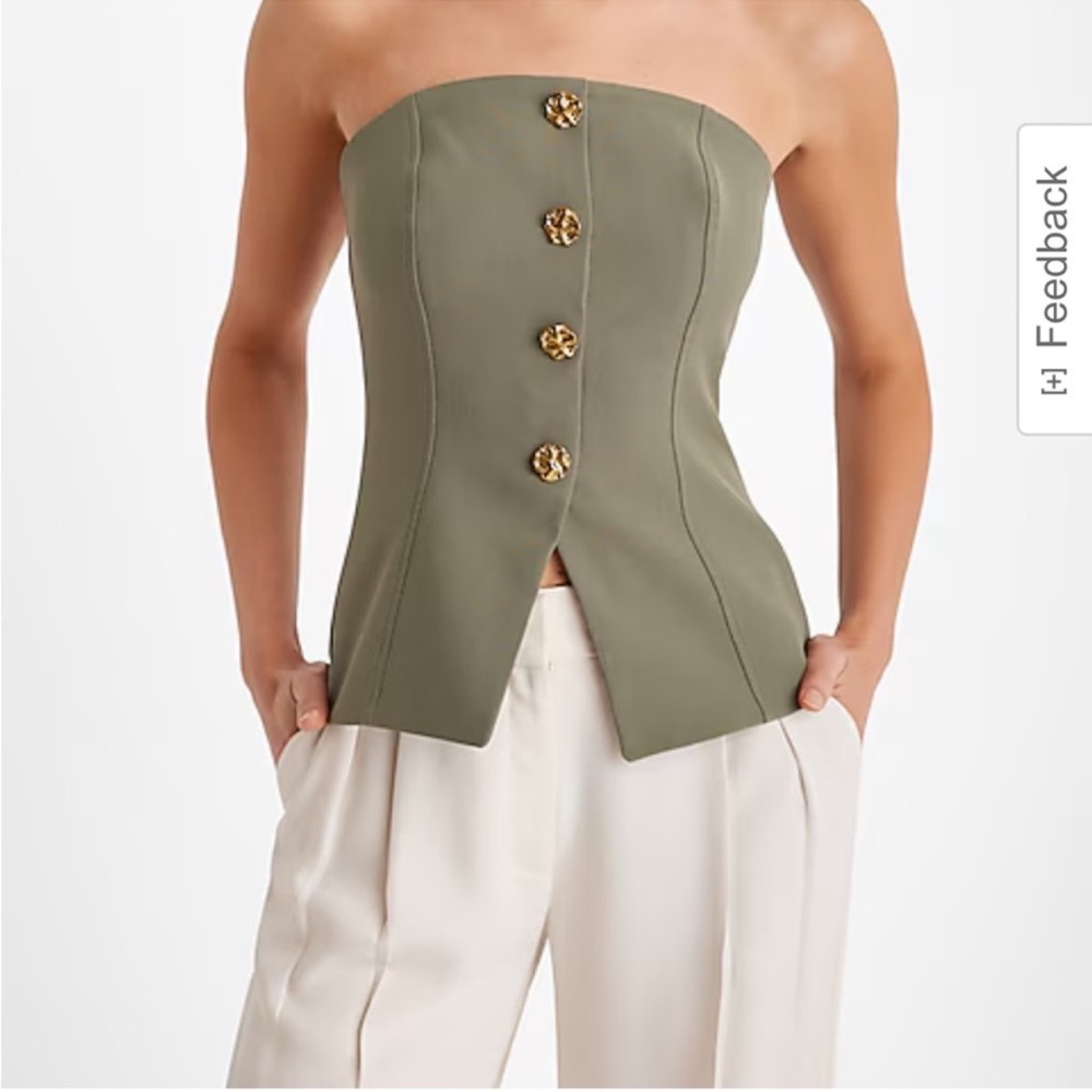 Express Olive Green Strapless Top